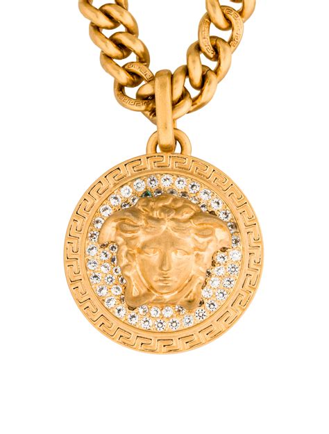 gold versace medusa pendant|Versace Medusa necklace with tag.